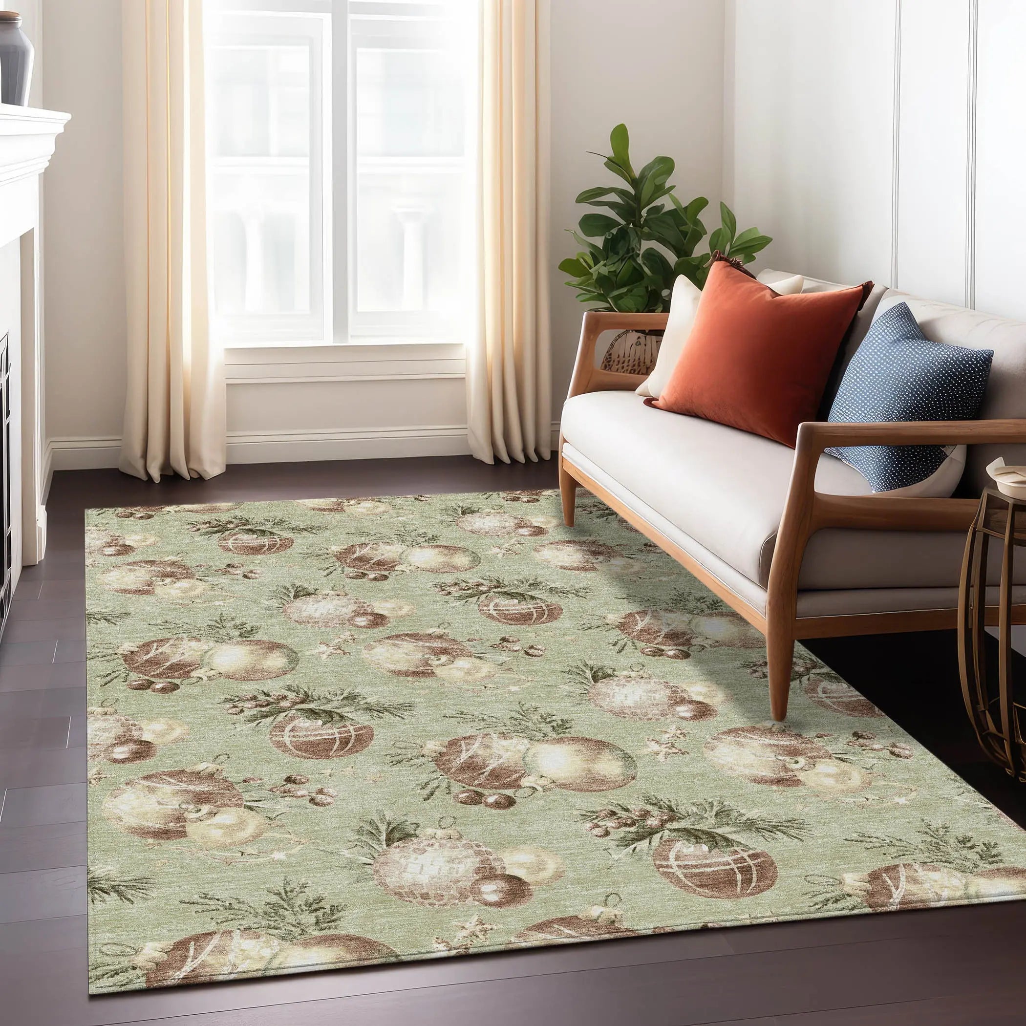10' X 14' Artichoke Green Brown And Beige Stars Washable Indoor Outdoor Area Rug Homeroots Outdoor