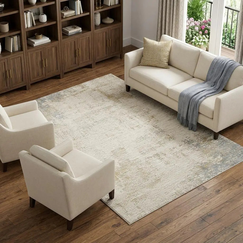 10' X 14' Beige And Blue Abstract Area Rug Homeroots Home Decor