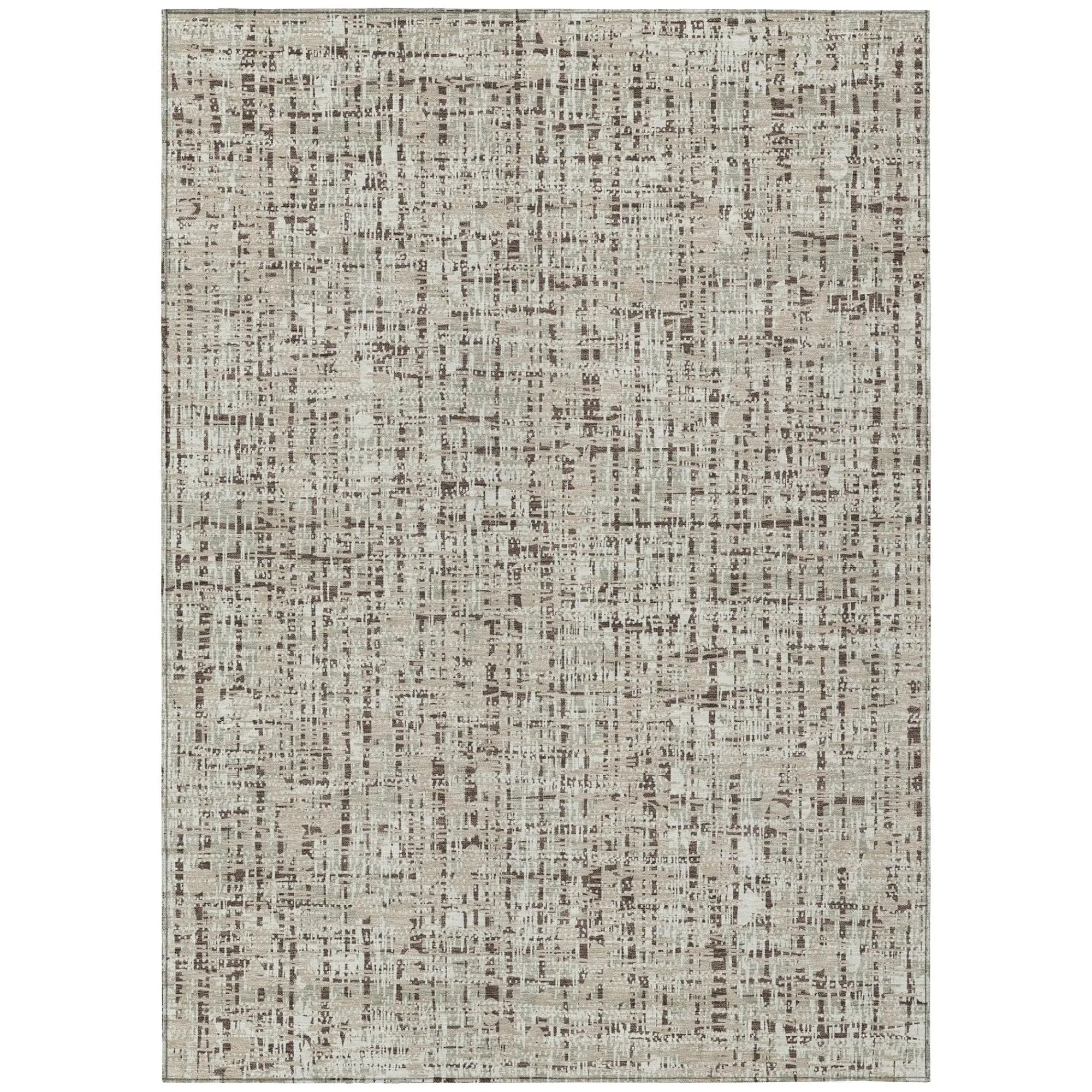 10' X 14' Beige And Brown Abstract Washable Indoor Outdoor Area Rug Homeroots Outdoor