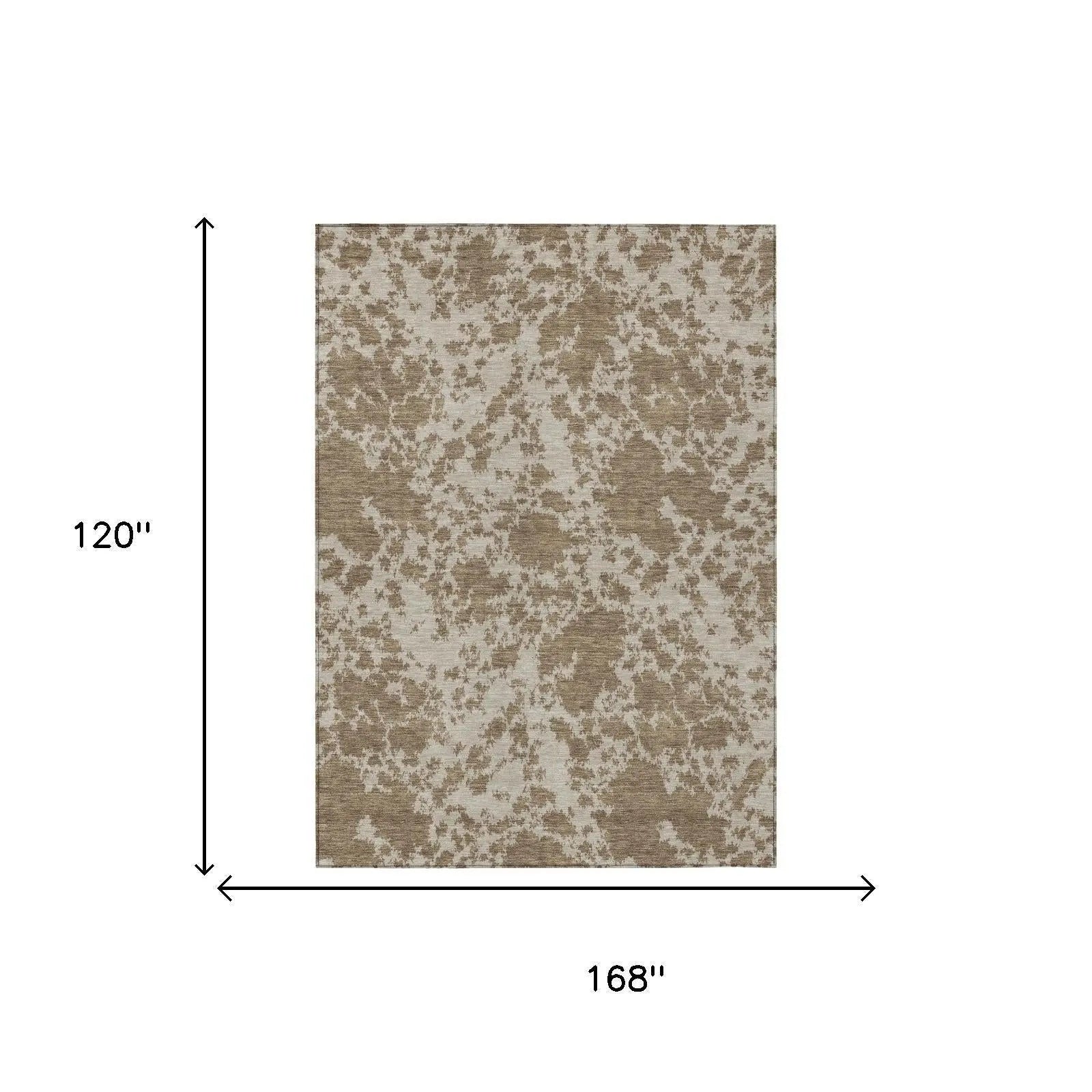 10' X 14' Beige And Brown Abstract Washable Indoor Outdoor Area Rug Homeroots Outdoor