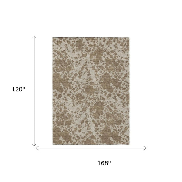10' X 14' Beige And Brown Abstract Washable Indoor Outdoor Area Rug Homeroots Outdoor