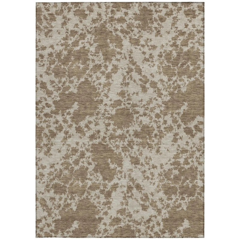 10' X 14' Beige And Brown Abstract Washable Indoor Outdoor Area Rug Homeroots Outdoor