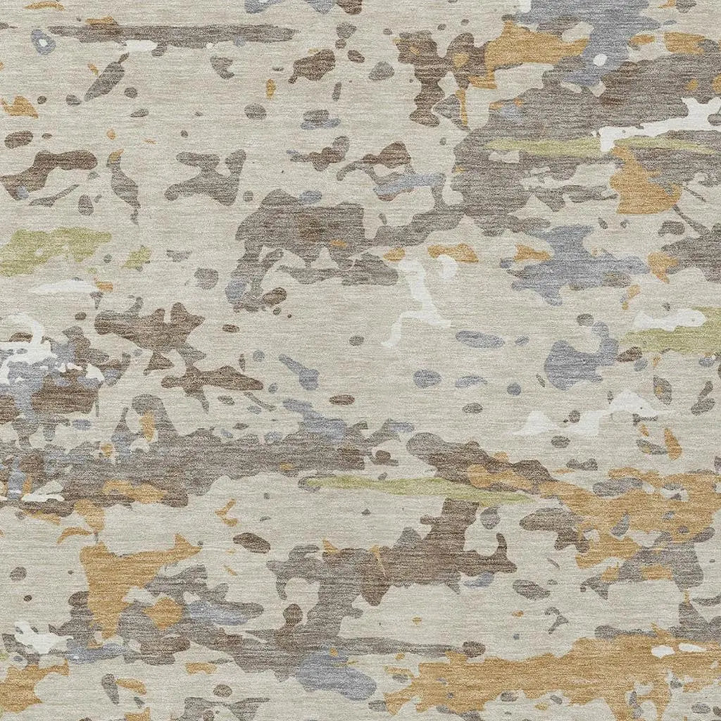 10' X 14' Beige And Brown Abstract Washable Indoor Outdoor Area Rug Homeroots Outdoor