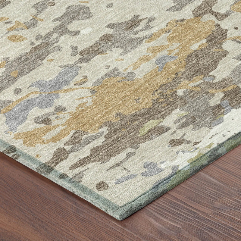 10' X 14' Beige And Brown Abstract Washable Indoor Outdoor Area Rug Homeroots Outdoor