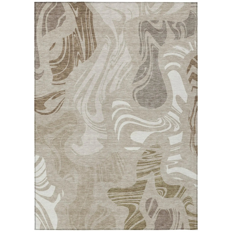 10' X 14' Beige And Brown Abstract Washable Indoor Outdoor Area Rug Homeroots Outdoor