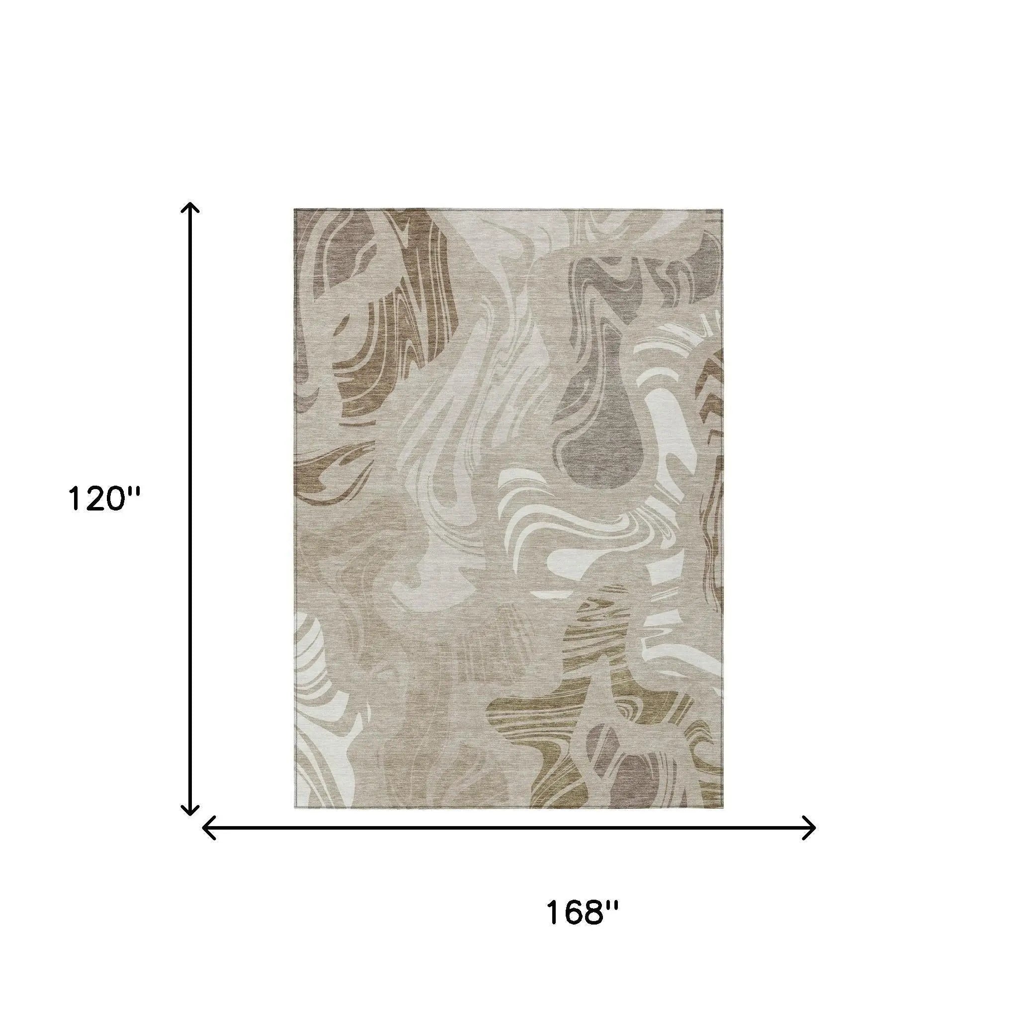 10' X 14' Beige And Brown Abstract Washable Indoor Outdoor Area Rug Homeroots Outdoor