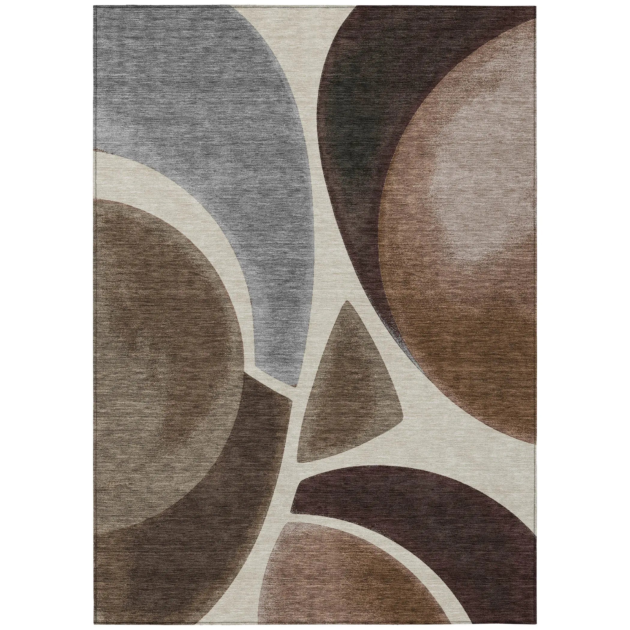 10' X 14' Beige And Brown Abstract Washable Indoor Outdoor Area Rug Homeroots Outdoor
