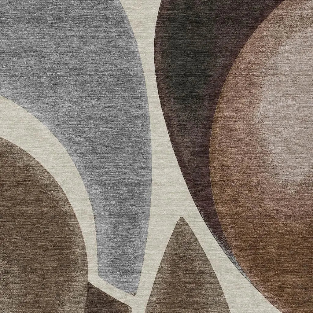 10' X 14' Beige And Brown Abstract Washable Indoor Outdoor Area Rug Homeroots Outdoor