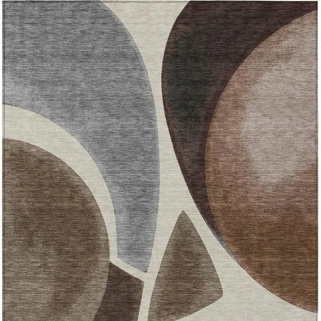 10' X 14' Beige And Brown Abstract Washable Indoor Outdoor Area Rug Homeroots Outdoor