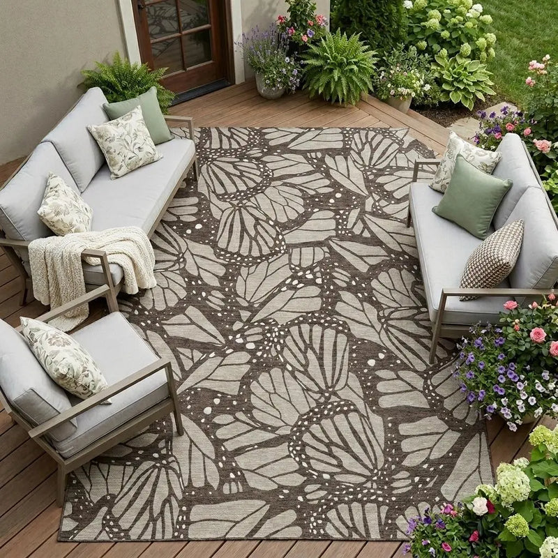 10' X 14' Beige And Brown Animal Print Washable Indoor Outdoor Area Rug Homeroots Outdoor