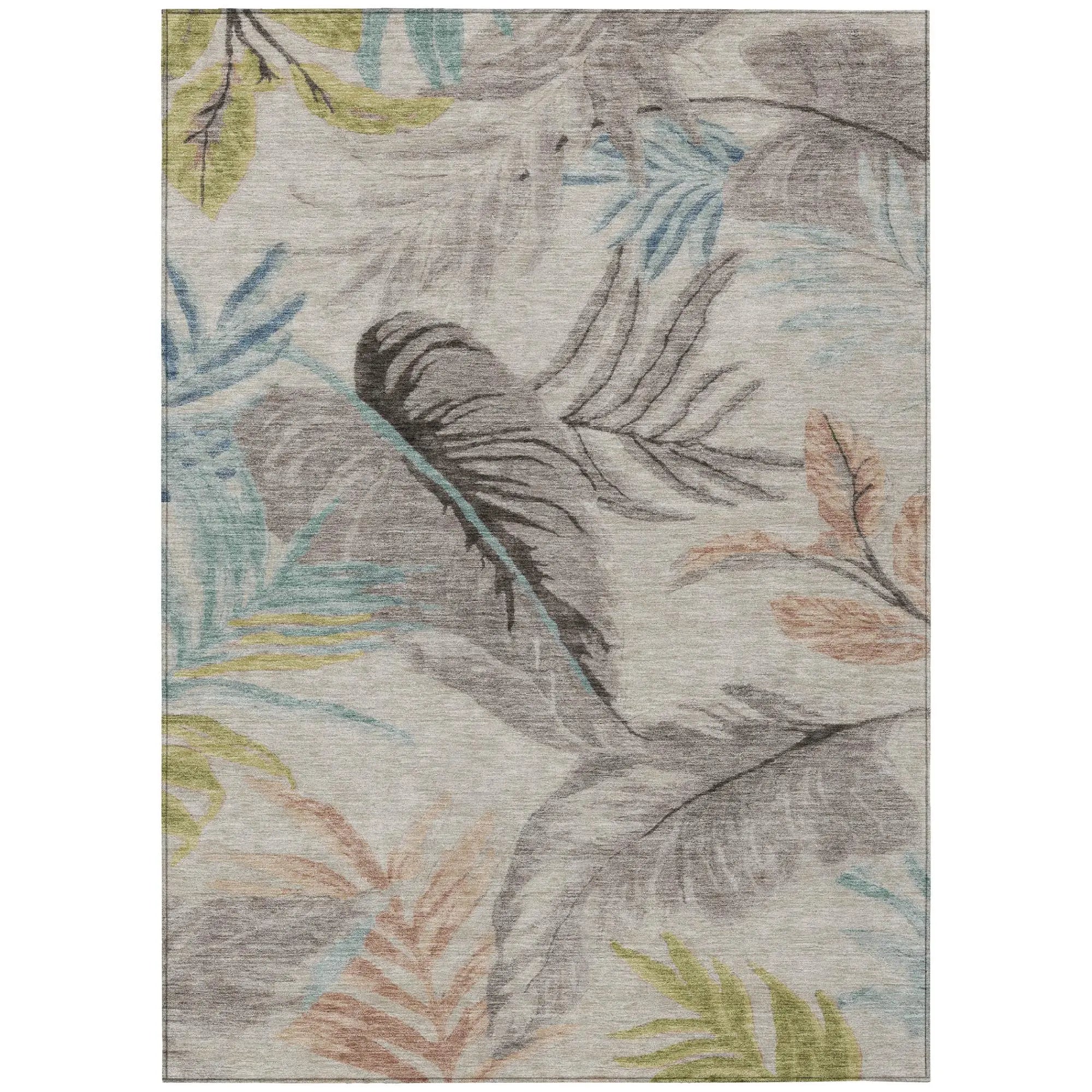 10' X 14' Beige And Brown Floral Washable Indoor Outdoor Area Rug Homeroots Outdoor