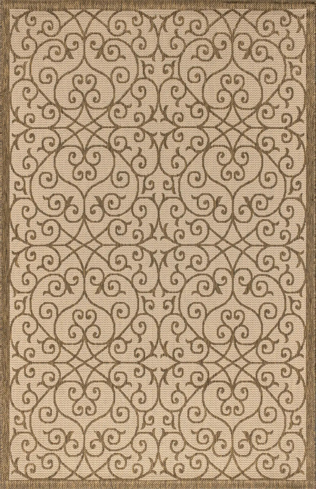10' X 14' Beige And Brown Geometric Indoor Outdoor Area Rug Homeroots Outdoor