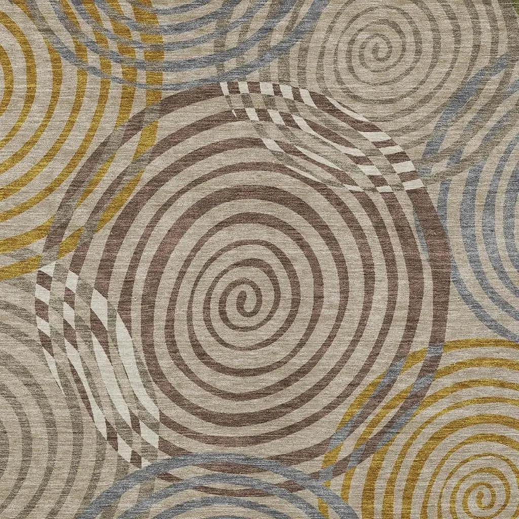 10' X 14' Beige And Brown Geometric Washable Indoor Outdoor Area Rug Homeroots Outdoor