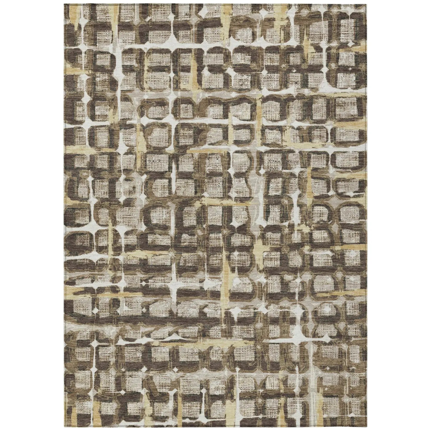10' X 14' Beige And Brown Geometric Washable Indoor Outdoor Area Rug Homeroots Outdoor