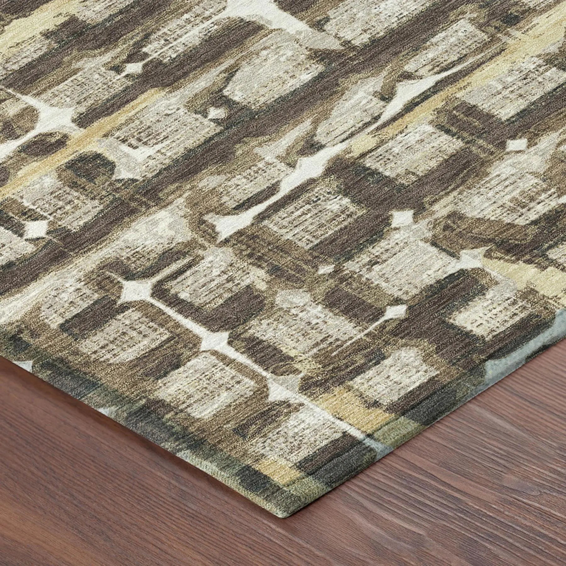 10' X 14' Beige And Brown Geometric Washable Indoor Outdoor Area Rug Homeroots Outdoor