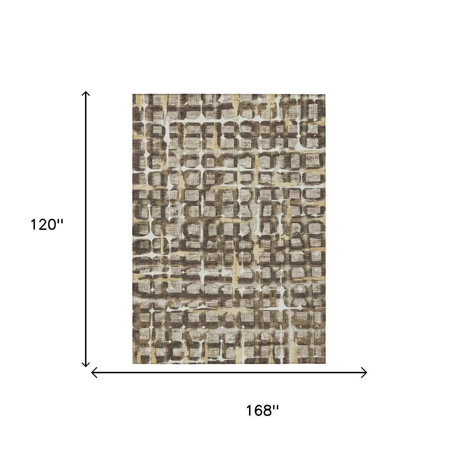 10' X 14' Beige And Brown Geometric Washable Indoor Outdoor Area Rug Homeroots Outdoor