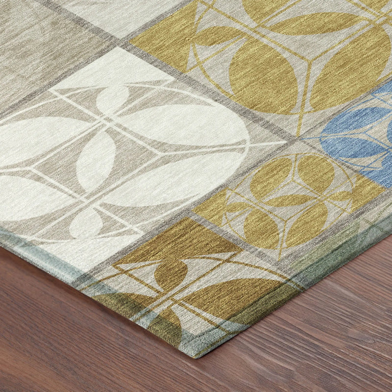 10' X 14' Beige And Brown Geometric Washable Indoor Outdoor Area Rug Homeroots Outdoor