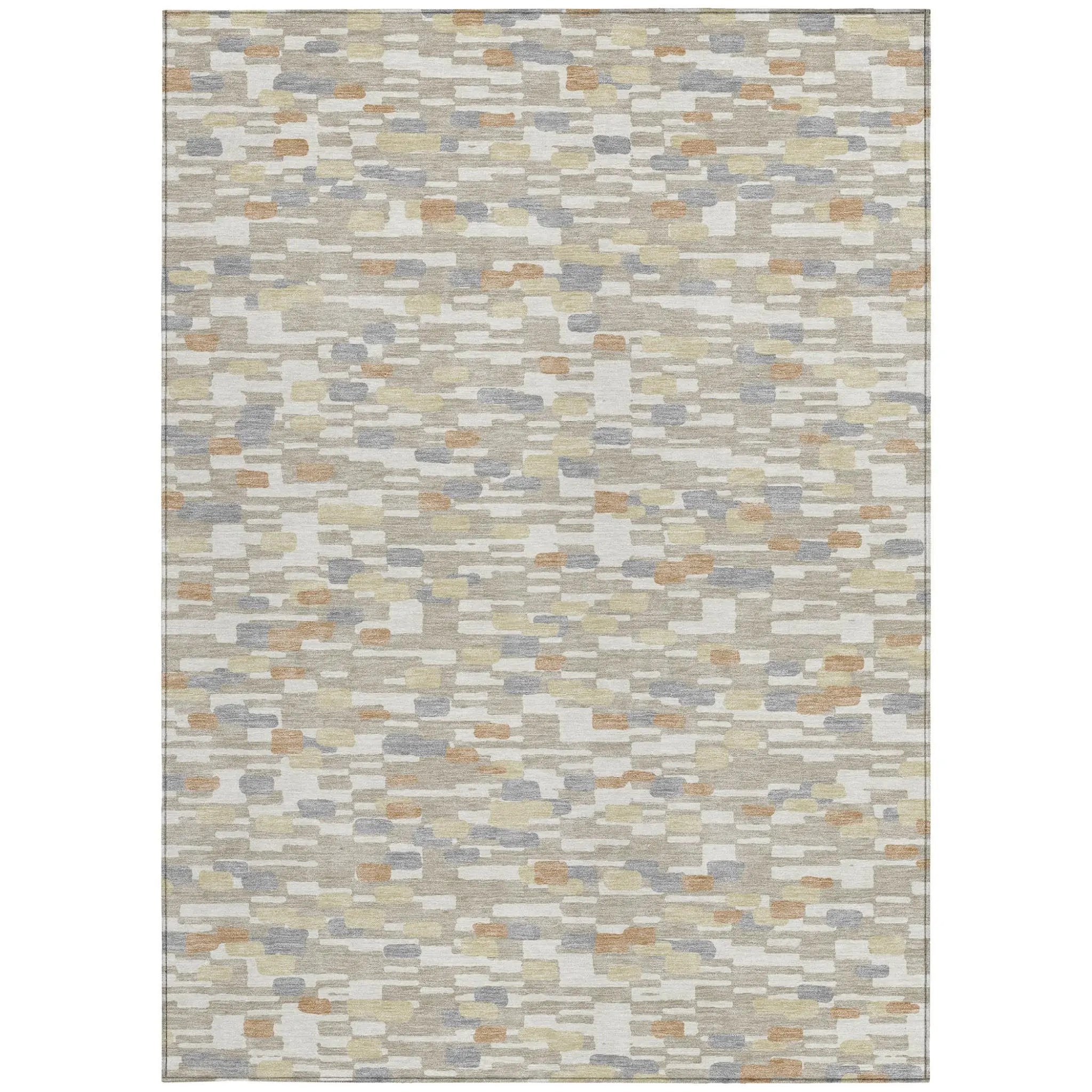 10' X 14' Beige And Brown Geometric Washable Indoor Outdoor Area Rug Homeroots Outdoor