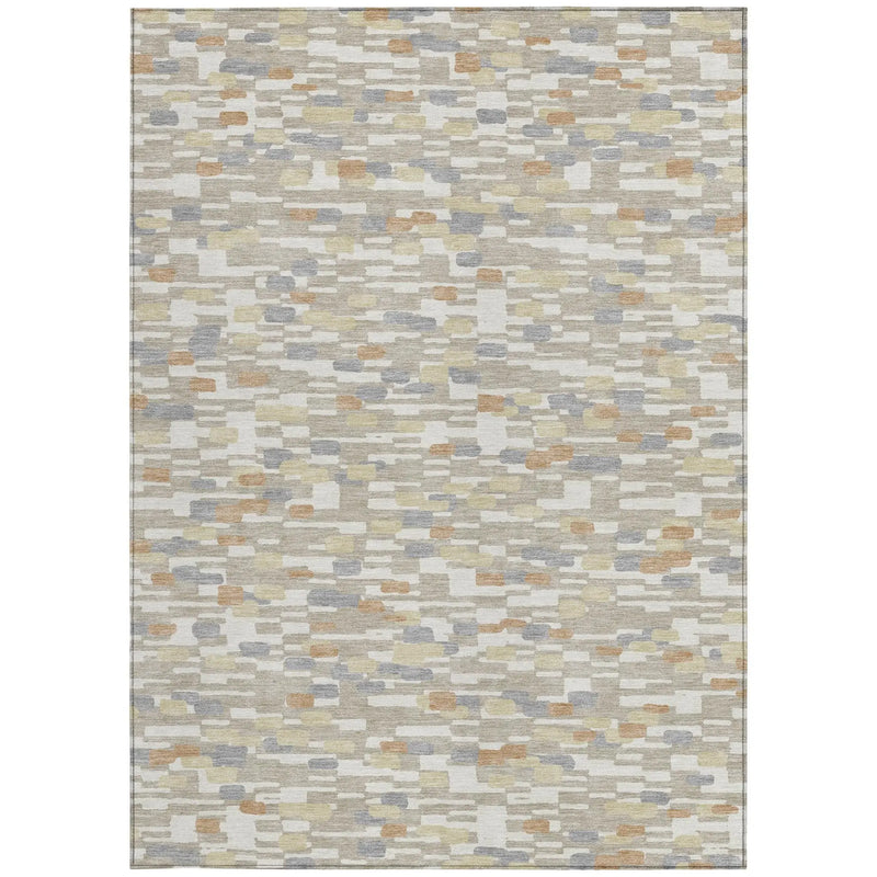 10' X 14' Beige And Brown Geometric Washable Indoor Outdoor Area Rug Homeroots Outdoor