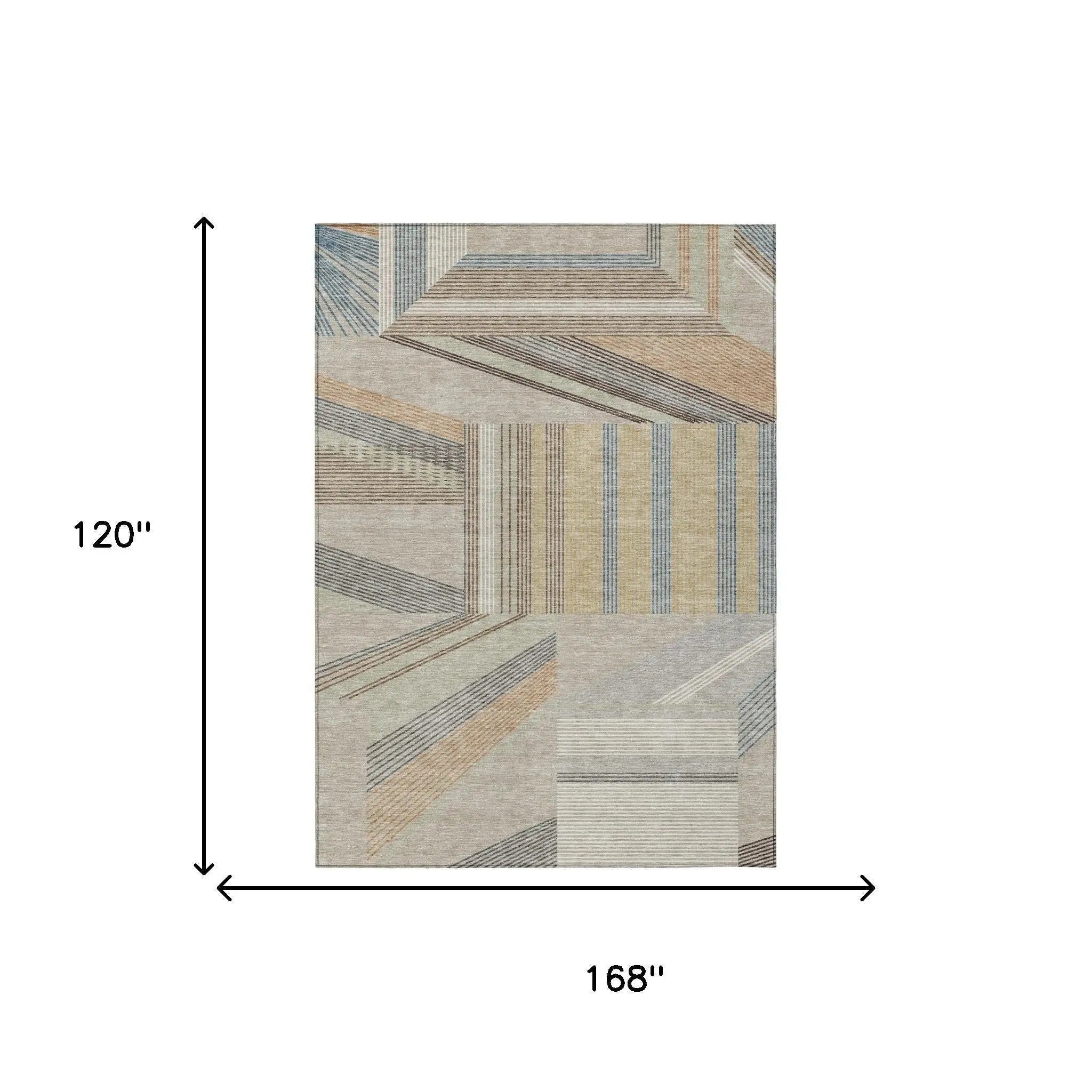 10' X 14' Beige And Brown Geometric Washable Indoor Outdoor Area Rug Homeroots Outdoor