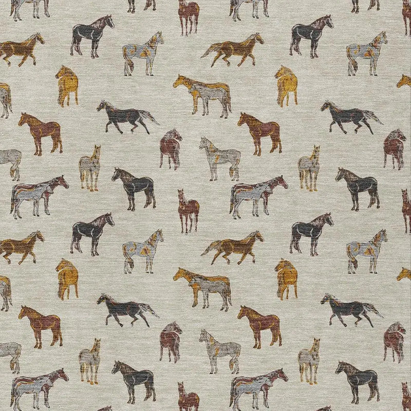 10' X 14' Beige And Brown Horse Washable Indoor Outdoor Area Rug Homeroots Outdoor