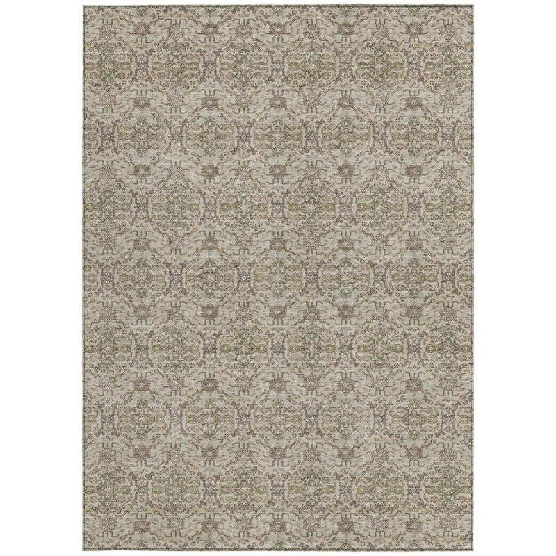 10' X 14' Beige And Brown Oriental Washable Indoor Outdoor Area Rug Homeroots Outdoor