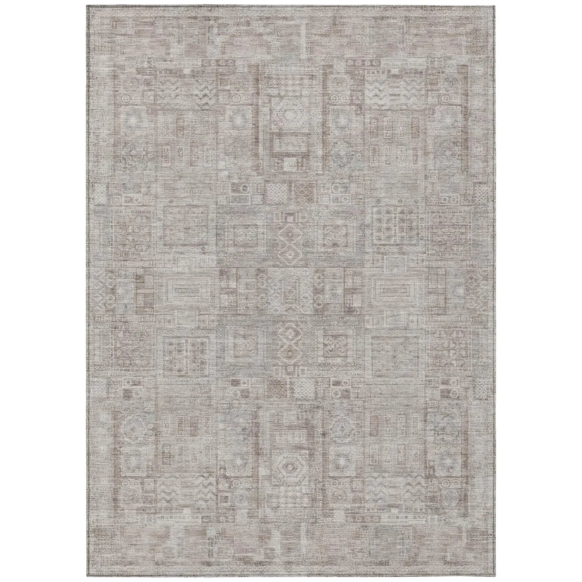 10' X 14' Beige And Brown Oriental Washable Indoor Outdoor Area Rug Homeroots Outdoor