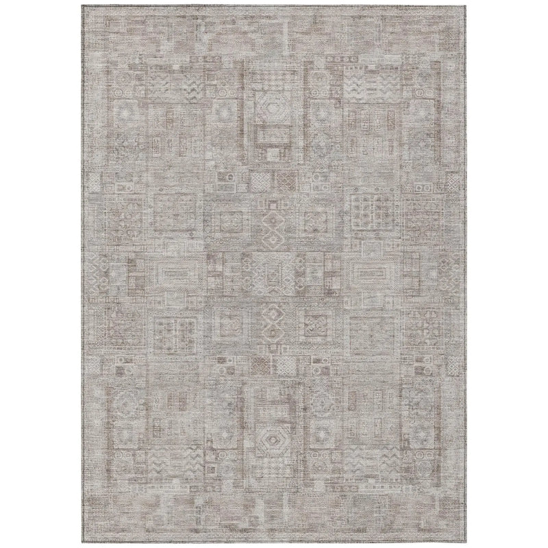 10' X 14' Beige And Brown Oriental Washable Indoor Outdoor Area Rug Homeroots Outdoor