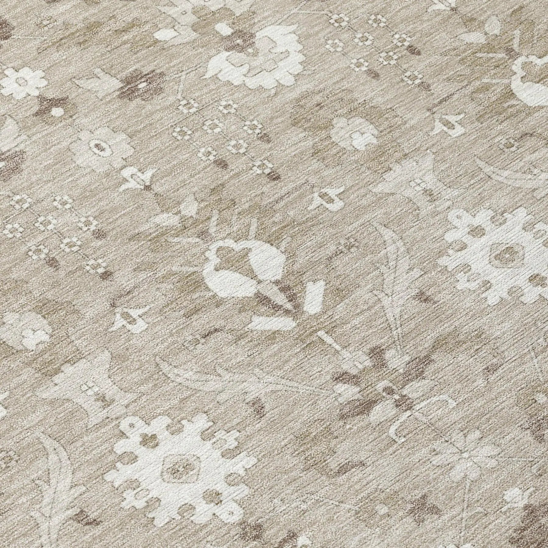 10' X 14' Beige And Brown Oriental Washable Indoor Outdoor Area Rug Homeroots Outdoor