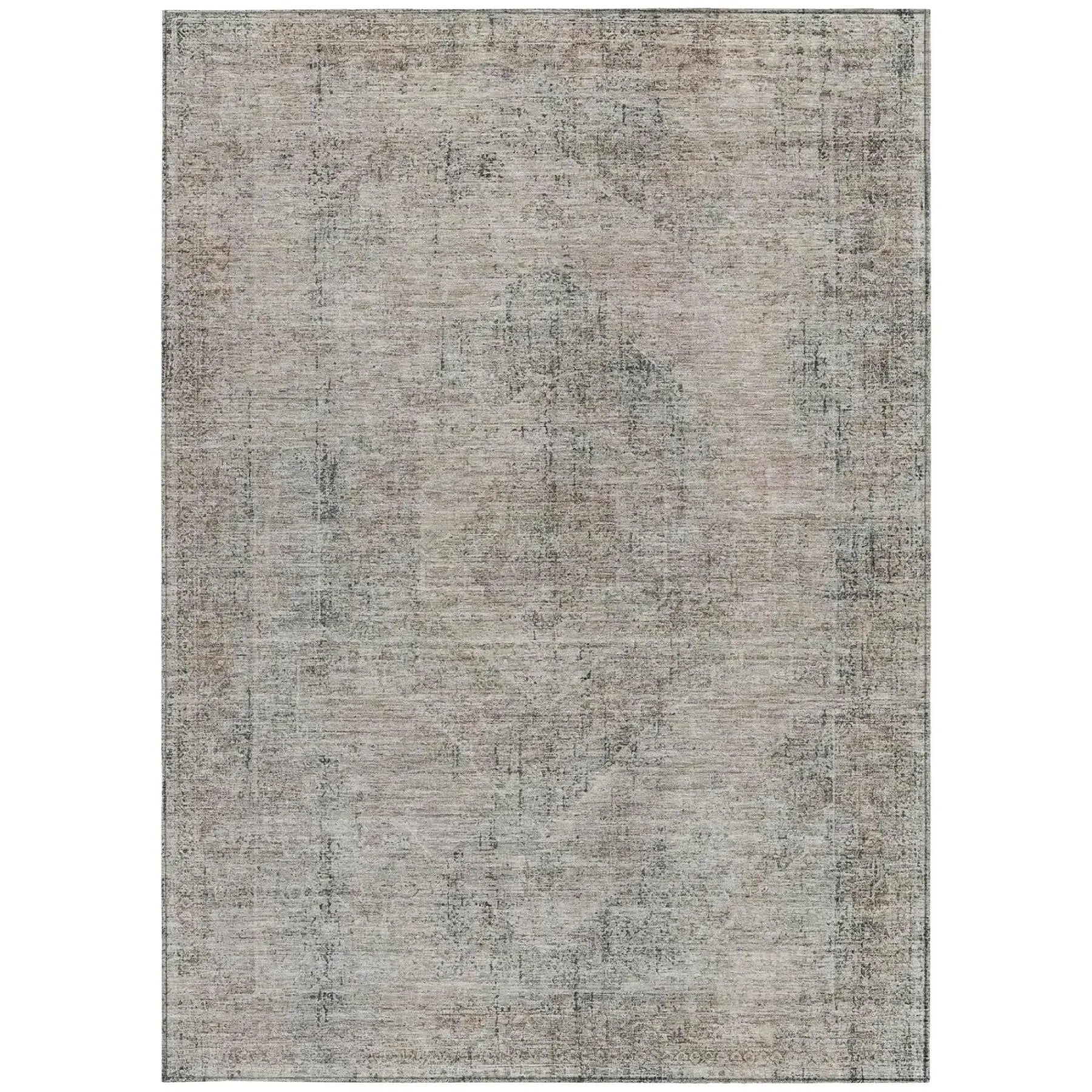 10' X 14' Beige And Brown Oriental Washable Indoor Outdoor Area Rug Homeroots Outdoor