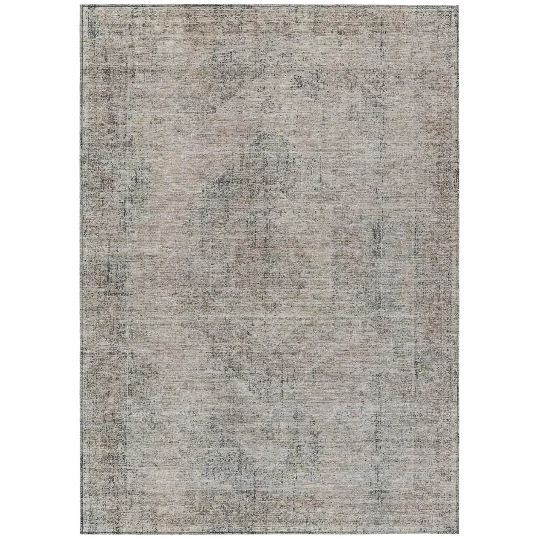 10' X 14' Beige And Brown Oriental Washable Indoor Outdoor Area Rug Homeroots Outdoor