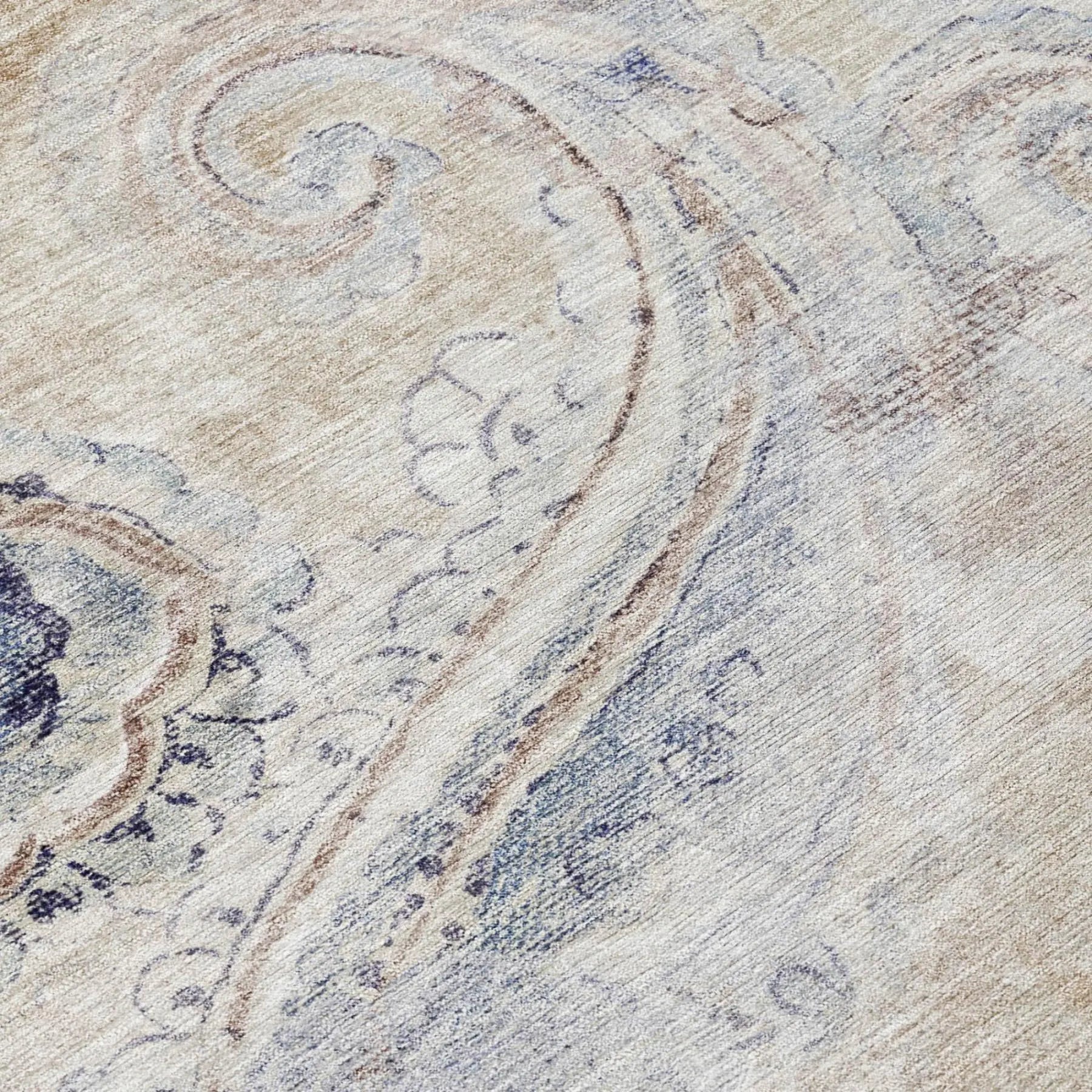 10' X 14' Beige And Brown Paisley Washable Indoor Outdoor Area Rug Homeroots Outdoor