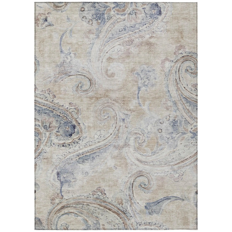 10' X 14' Beige And Brown Paisley Washable Indoor Outdoor Area Rug Homeroots Outdoor