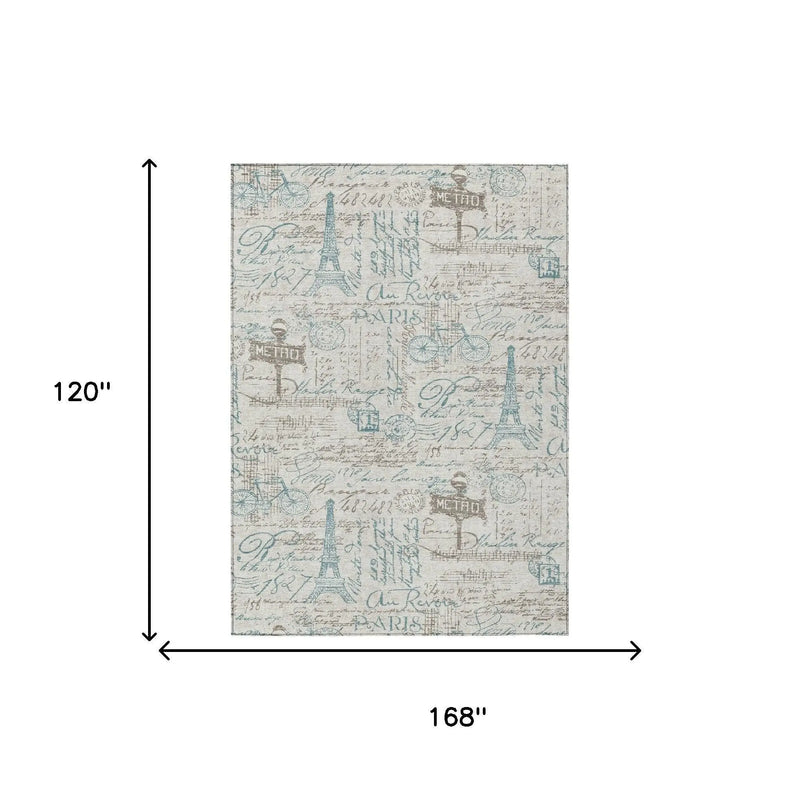 10' X 14' Beige And Brown Southwestern Washable Indoor Outdoor Area Rug Homeroots Outdoor