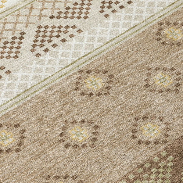 10' X 14' Beige And Brown Striped Washable Indoor Outdoor Area Rug Homeroots Outdoor
