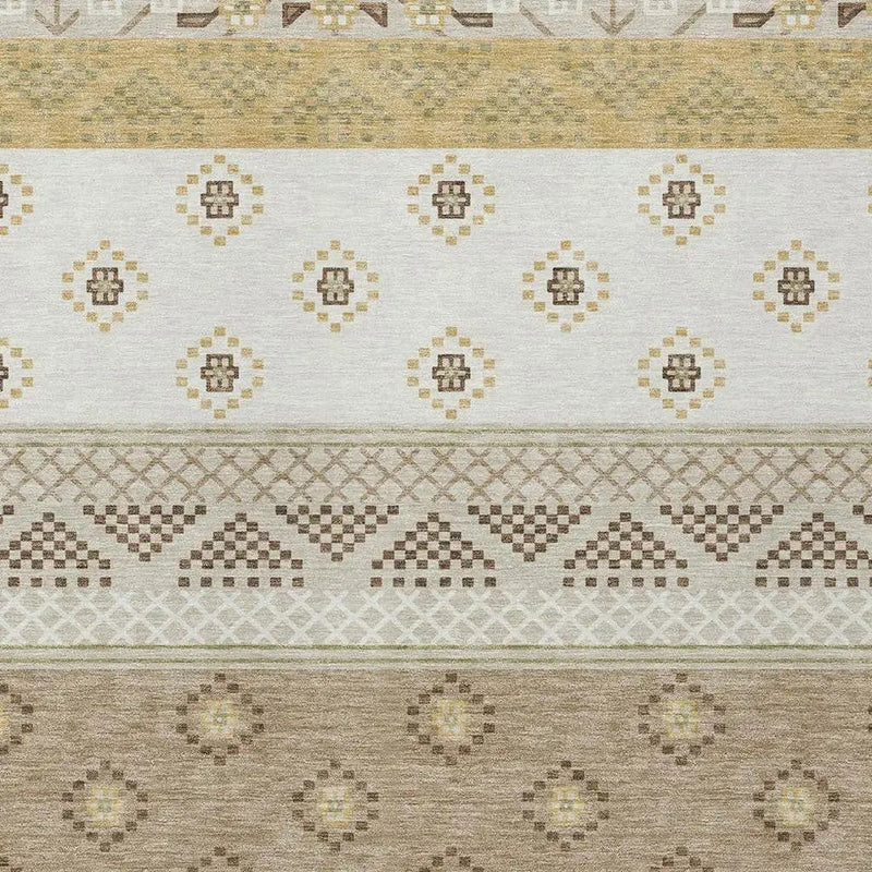 10' X 14' Beige And Brown Striped Washable Indoor Outdoor Area Rug Homeroots Outdoor