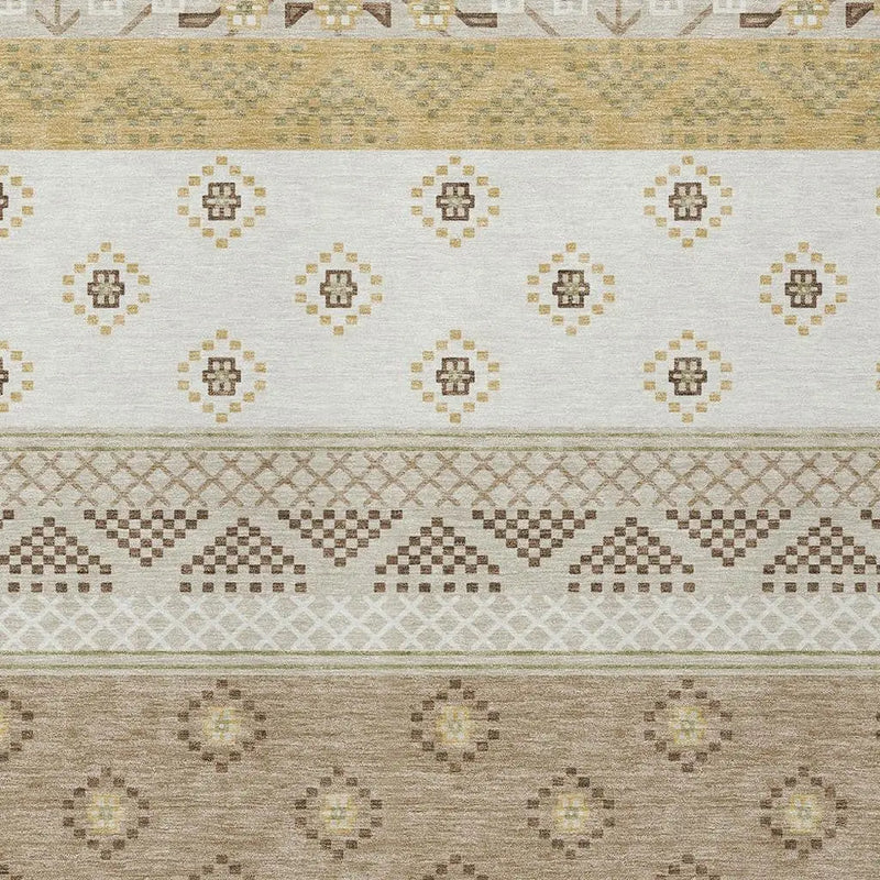 10' X 14' Beige And Brown Striped Washable Indoor Outdoor Area Rug Homeroots Outdoor