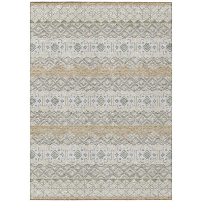 10' X 14' Beige And Brown Striped Washable Indoor Outdoor Area Rug Homeroots Outdoor