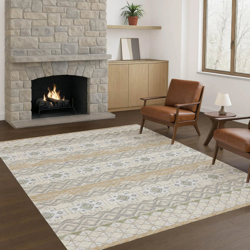 10' X 14' Beige And Brown Striped Washable Indoor Outdoor Area Rug Homeroots Outdoor