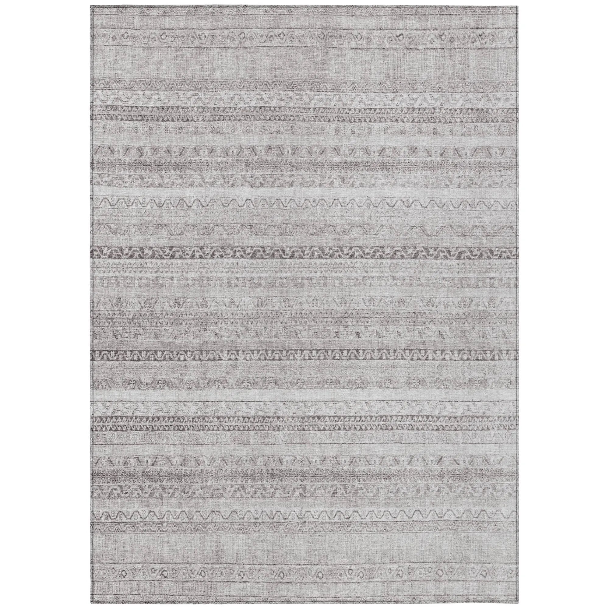 10' X 14' Beige And Brown Striped Washable Indoor Outdoor Area Rug Homeroots Outdoor