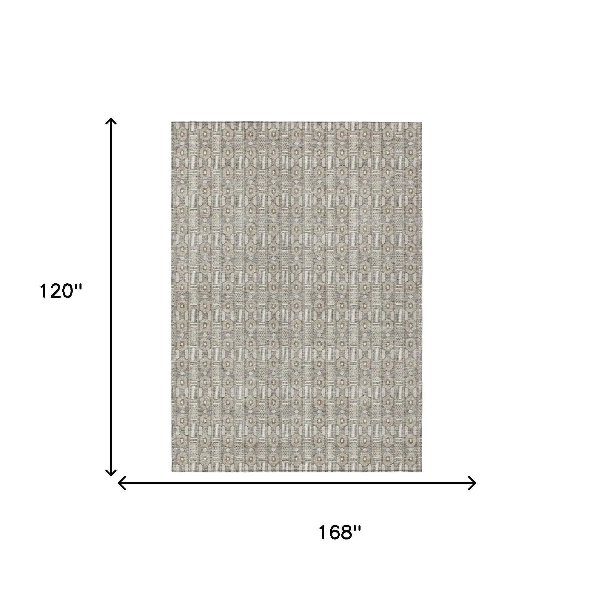 10' X 14' Beige And Brown Striped Washable Indoor Outdoor Area Rug Homeroots Outdoor