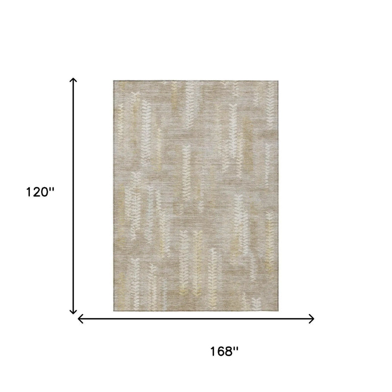 10' X 14' Beige And Brown Striped Washable Indoor Outdoor Area Rug Homeroots Outdoor