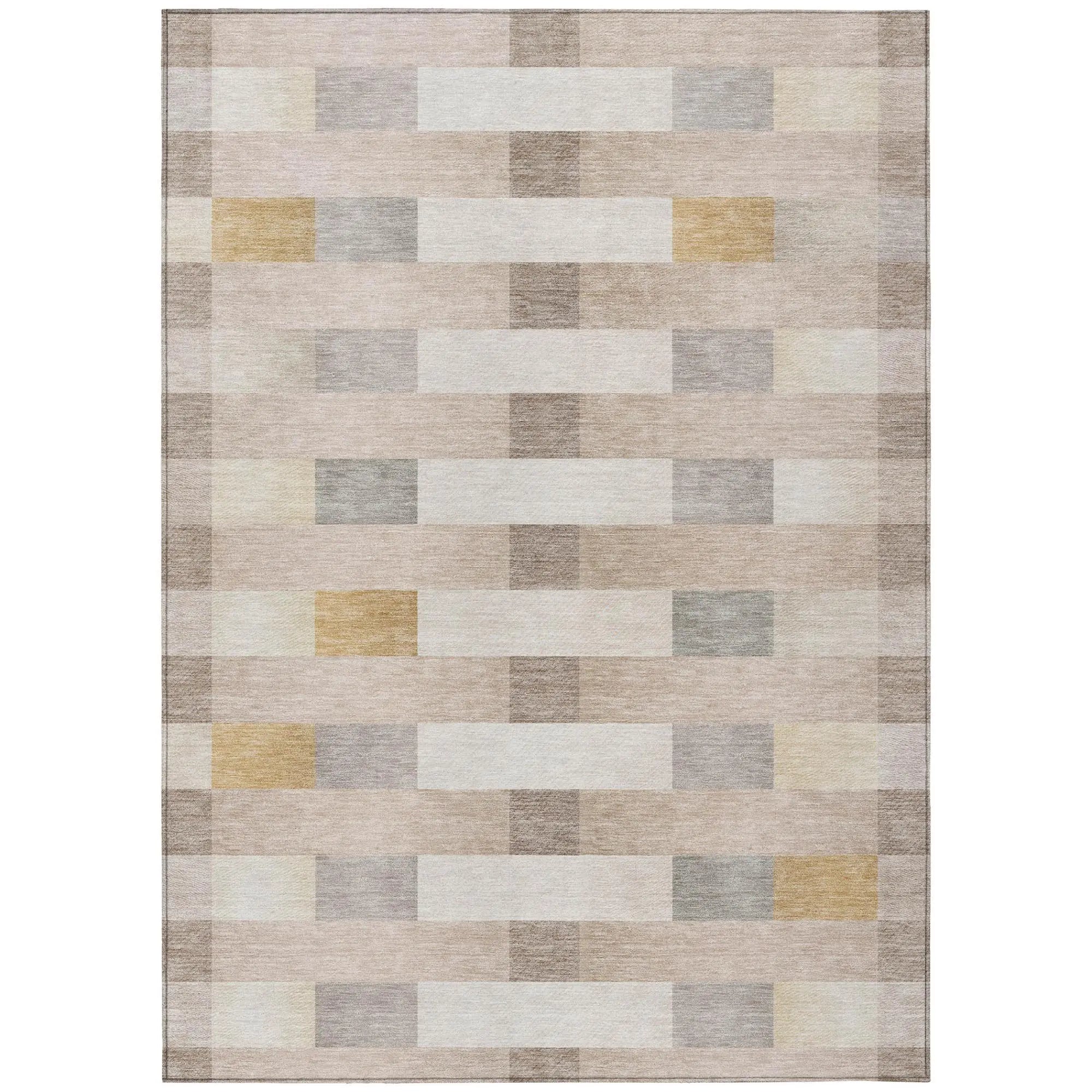 10' X 14' Beige And Brown Striped Washable Indoor Outdoor Area Rug Homeroots Outdoor