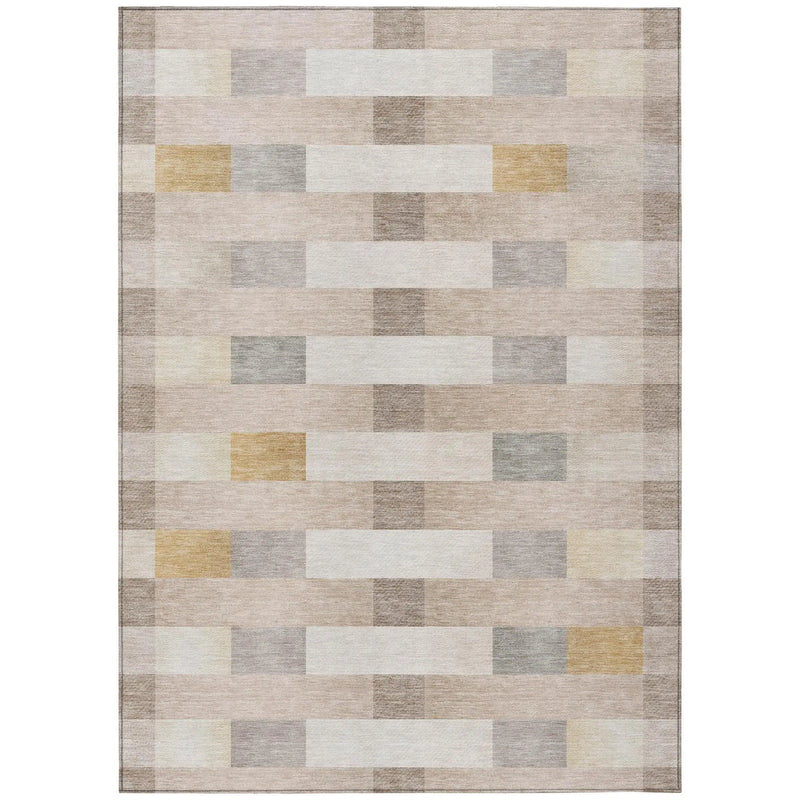 10' X 14' Beige And Brown Striped Washable Indoor Outdoor Area Rug Homeroots Outdoor