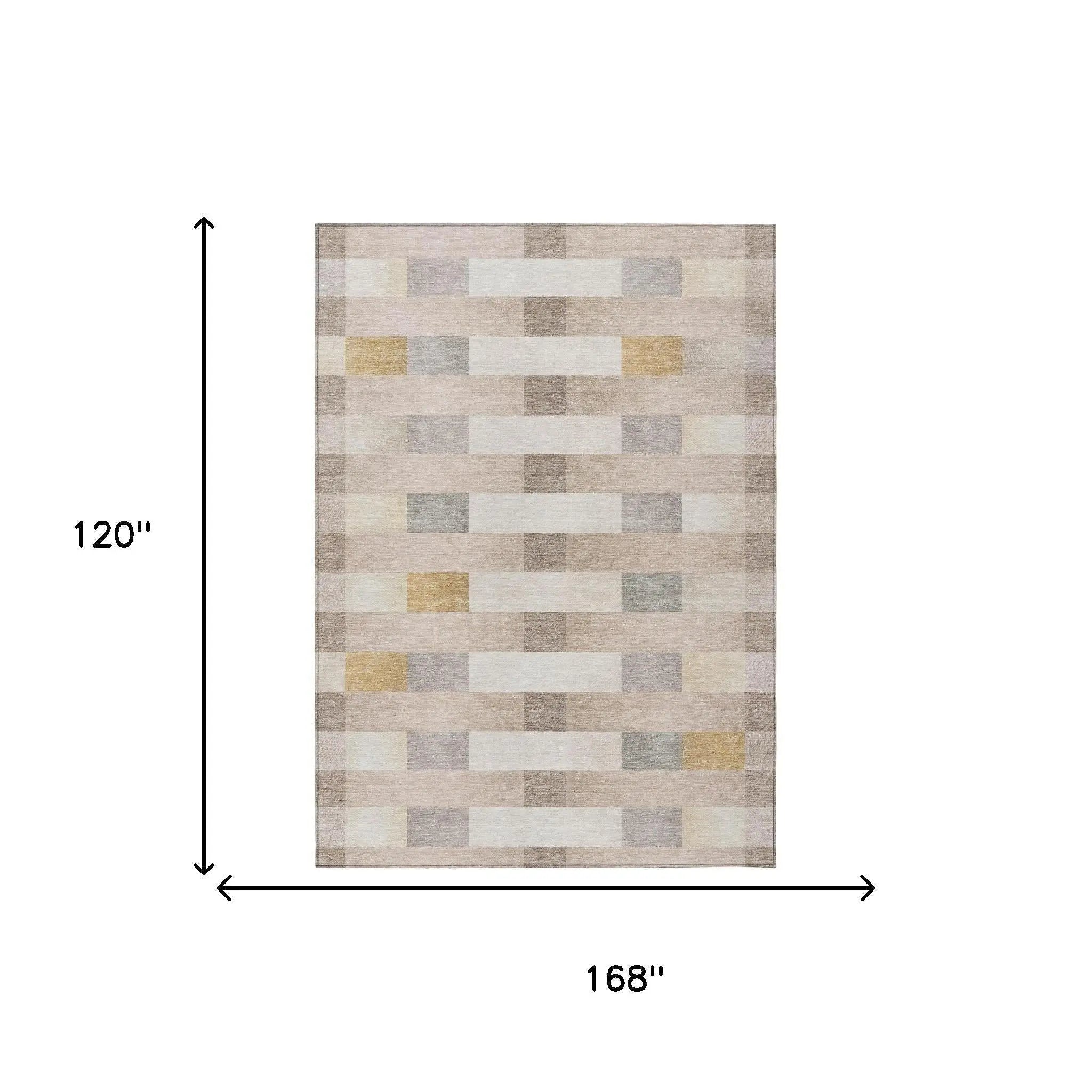 10' X 14' Beige And Brown Striped Washable Indoor Outdoor Area Rug Homeroots Outdoor