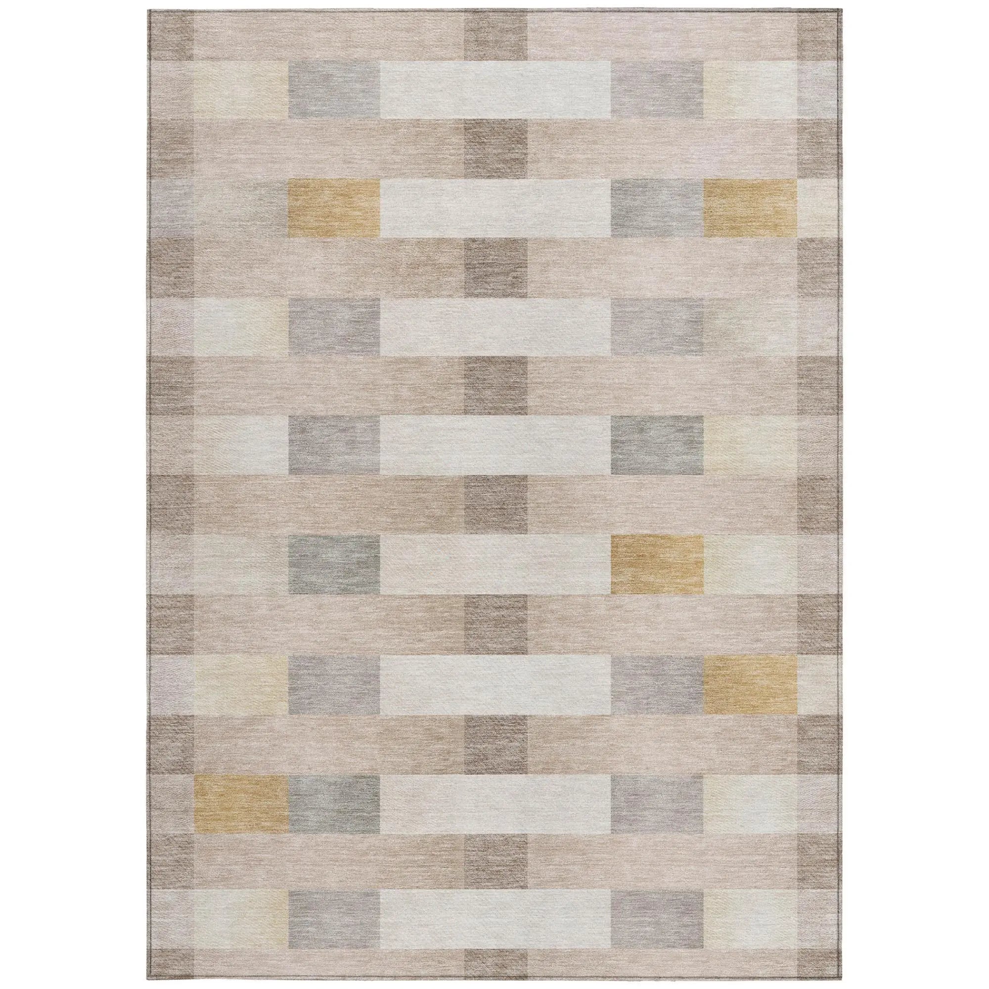 10' X 14' Beige And Brown Striped Washable Indoor Outdoor Area Rug Homeroots Outdoor