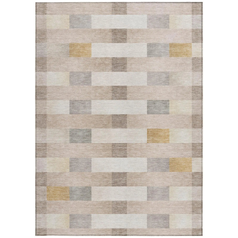 10' X 14' Beige And Brown Striped Washable Indoor Outdoor Area Rug Homeroots Outdoor