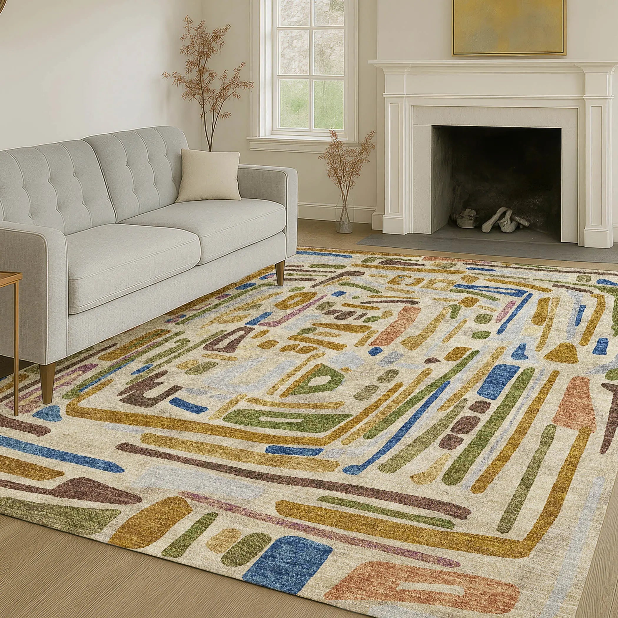 10' X 14' Beige And Copper Abstract Washable Indoor Outdoor Area Rug Homeroots Outdoor