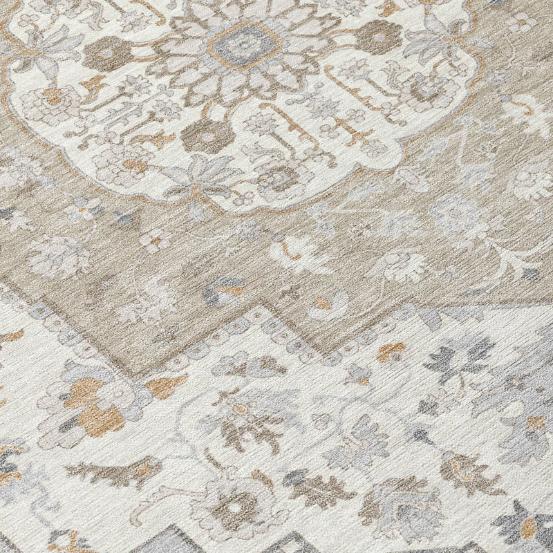 10' X 14' Beige And Copper Oriental Washable Indoor Outdoor Area Rug Homeroots Outdoor