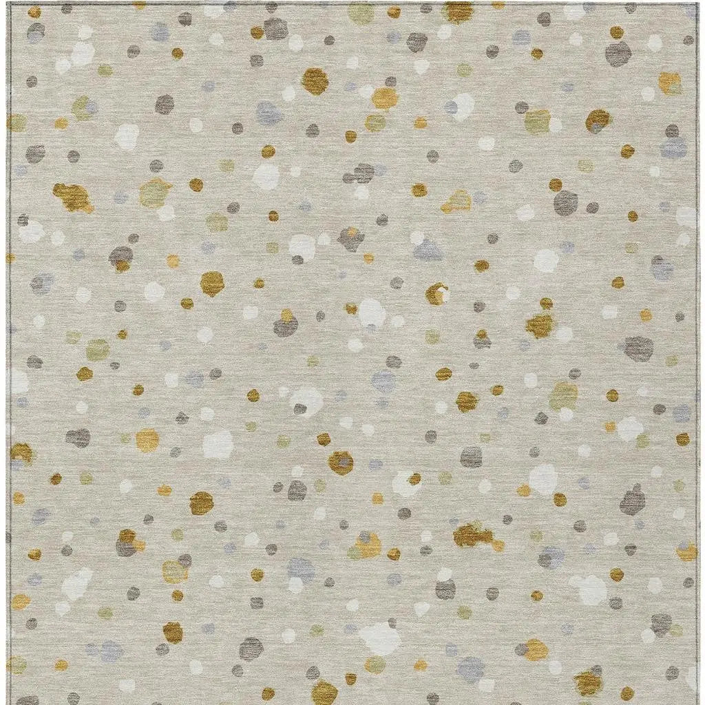 10' X 14' Beige And Gold Geometric Washable Indoor Outdoor Area Rug Homeroots Outdoor
